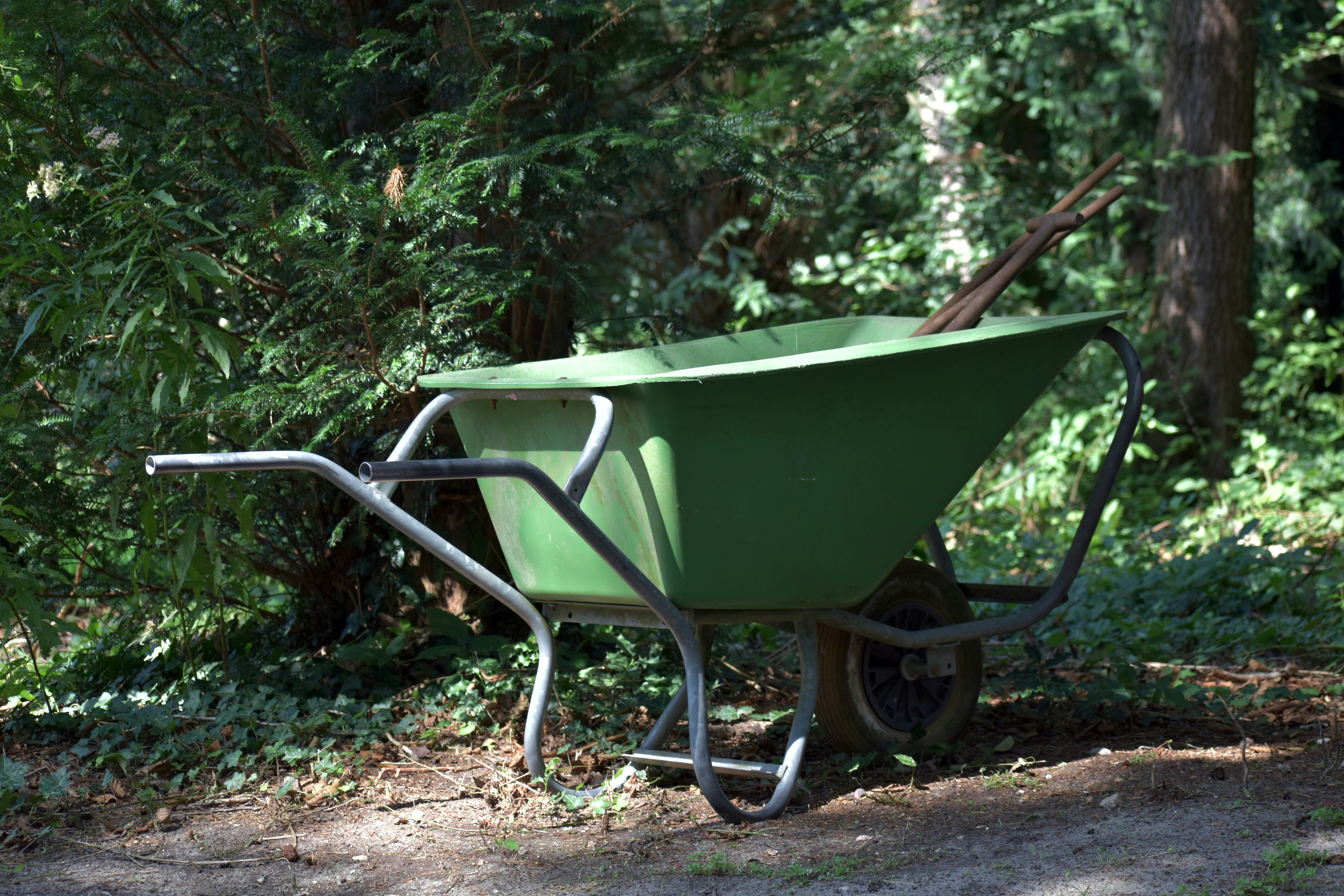Garden tools in an outdoor setting.